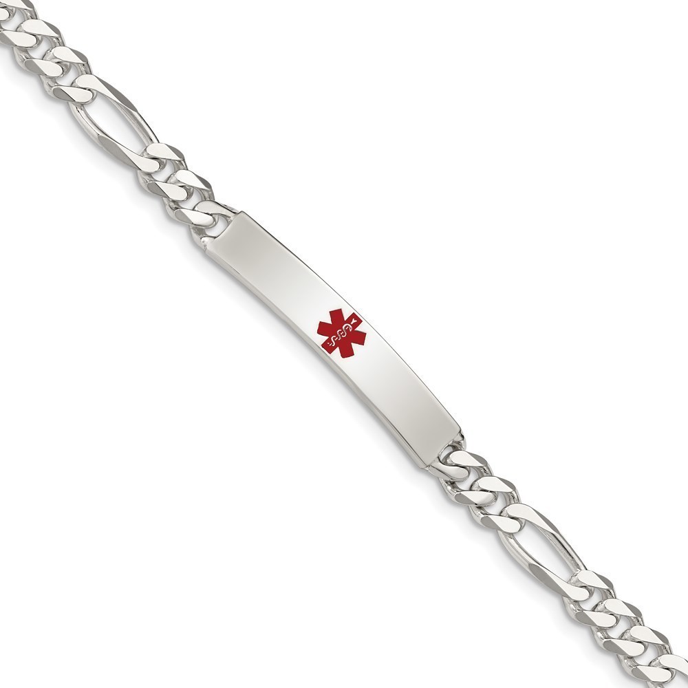 Sterling Silver Nautical Polished Medical Figaro Anchor Link ID Bracelet, 7.5"